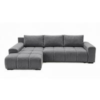 ECKSOFA Ovia mit Bettkasten und Schlaffunktion, Bouclé-Stoff in L-Form - Dunkelgrau, Textil (270/185cm)