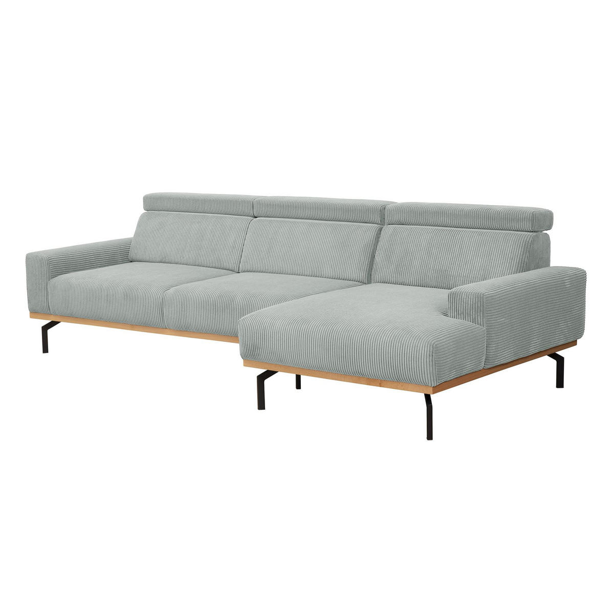 SOFA mit Longchair rechts Katrien Cordstoff silber - Silberfarben, Kunststoff (135/280cm) - 58aufmkessel