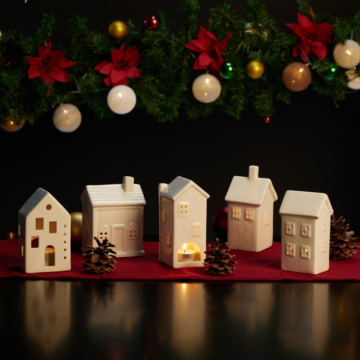 TEELICHTHAUS - Weiß, Keramik (12cm) - Relaxdays