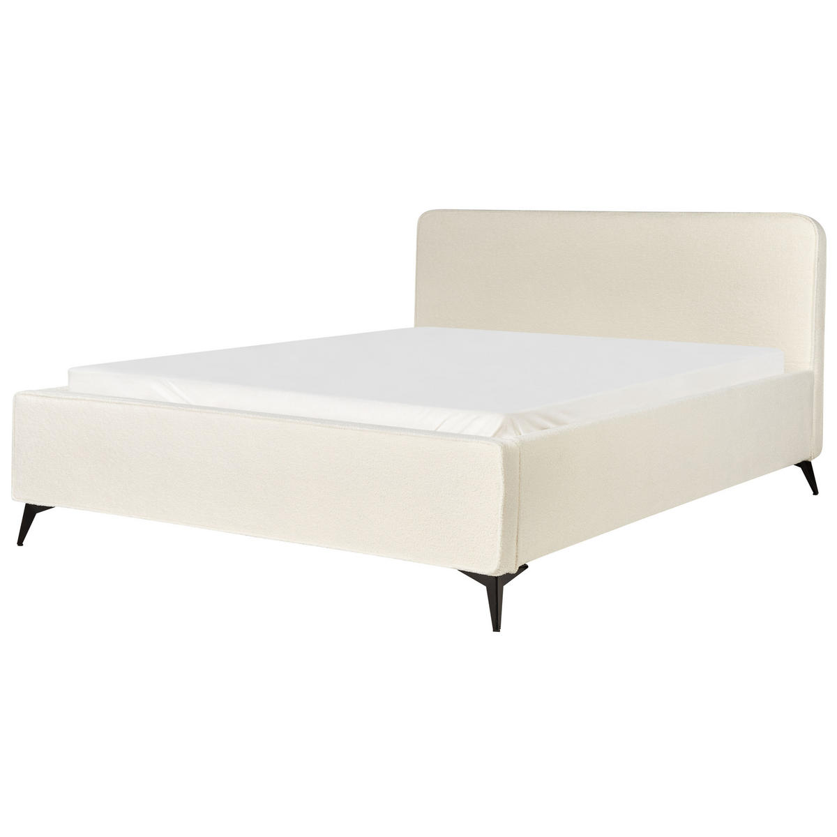 POLSTERBETT mit Lattenrost 180x200 cm Cremeweiß Valognes - Creme, Textil (180/200cm) - Beliani