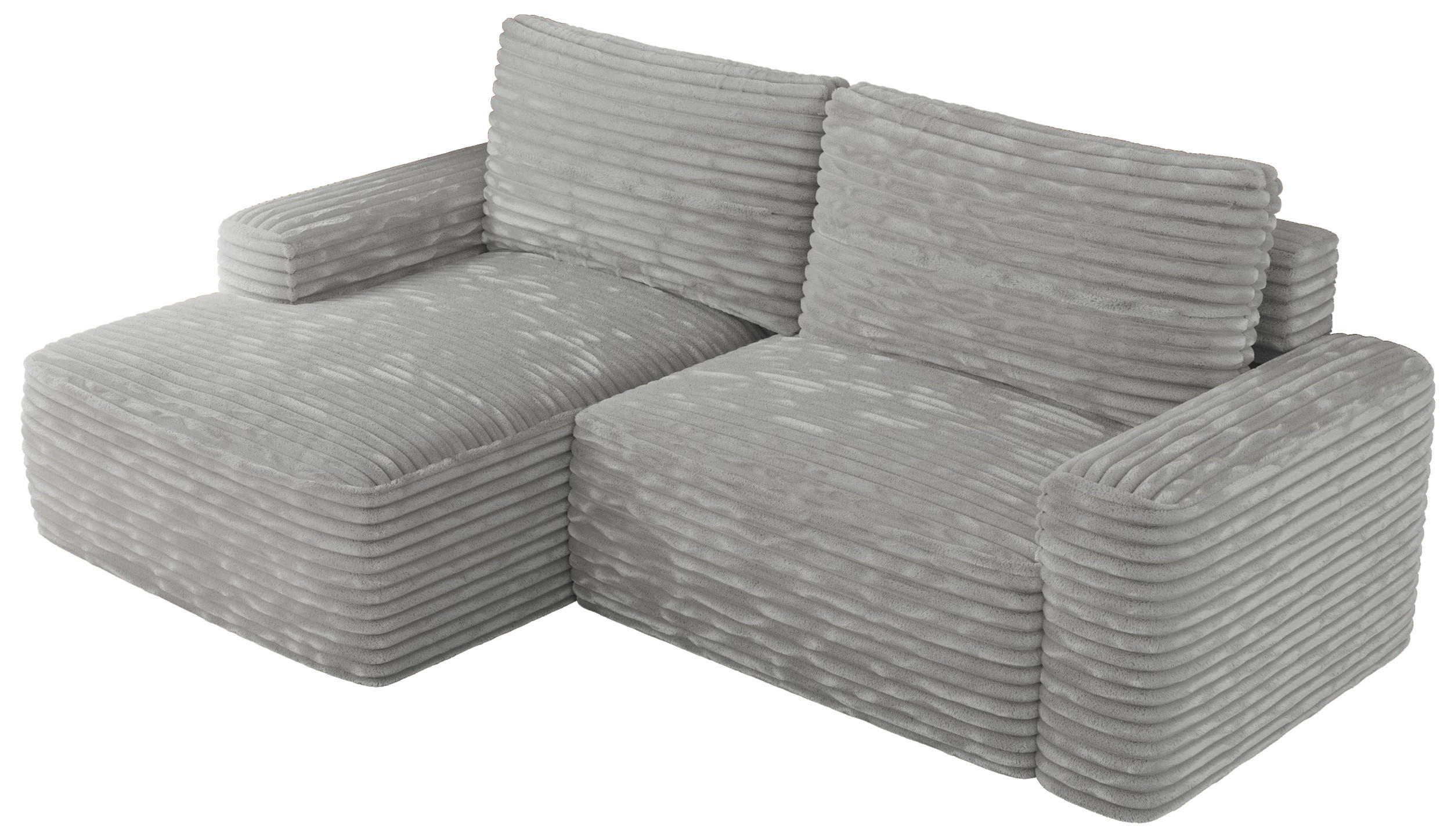 ECKSOFA BELLUNO L Grau Cord - Links - Schwarz/Grau, Textil (144/233cm) - MKS