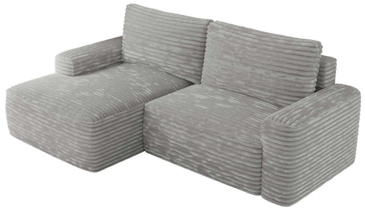 ECKSOFA BELLUNO L Grau Cord - Links - Schwarz/Grau, Textil (144/233cm) - MKS