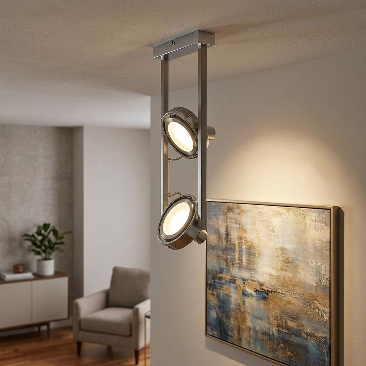 LED DECKENLEUCHTE BARONI Silber matt - Silberfarben, Glas (19.5/19.5/40cm) - Globo Lighting