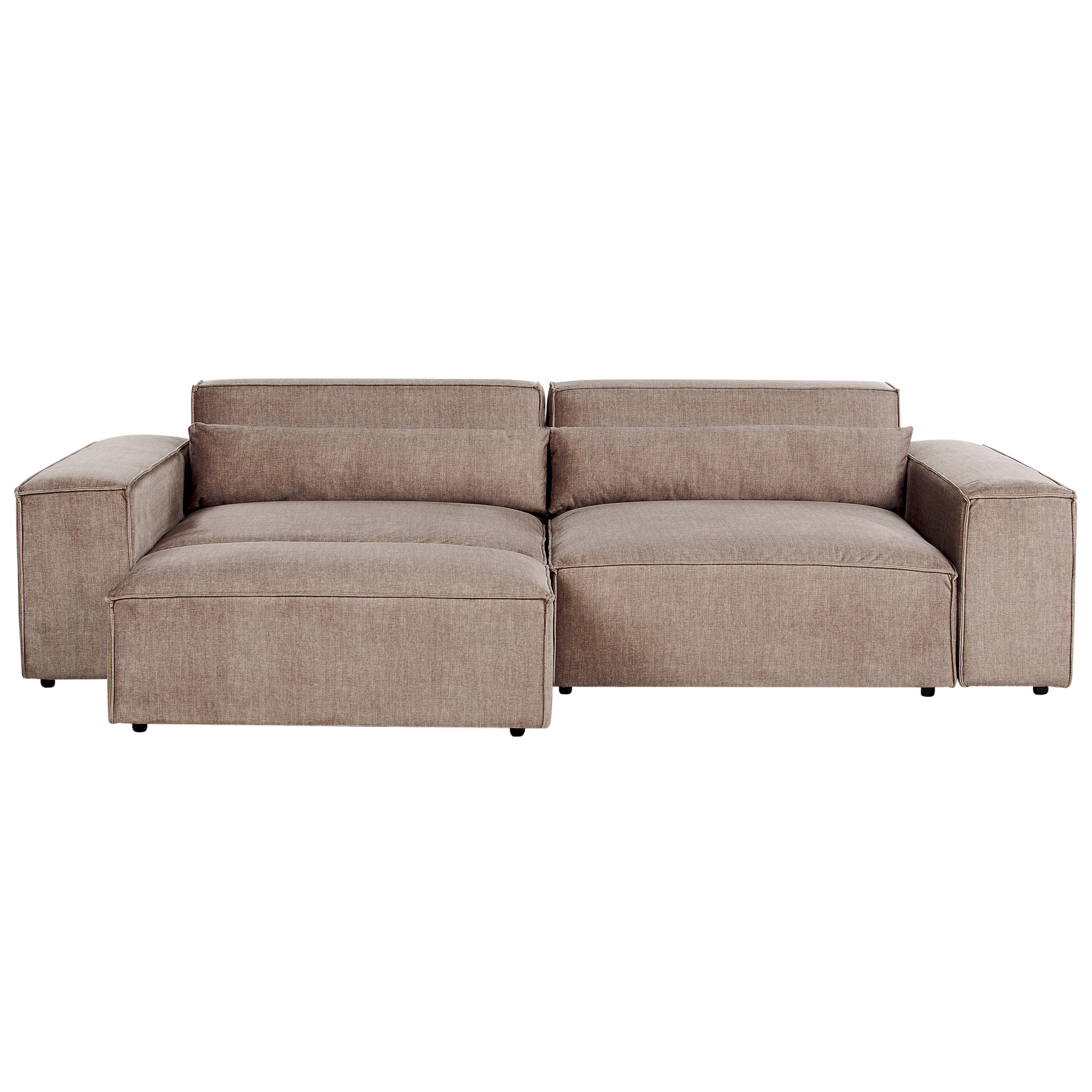 2-SITZER-SOFA hellbraun mit Ottomane Hellnar - Braun, Textil (262/70/126cm) - Beliani