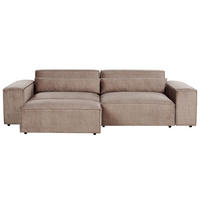 2-SITZER-SOFA hellbraun mit Ottomane Hellnar - Braun, Textil (262/70/126cm) - Beliani