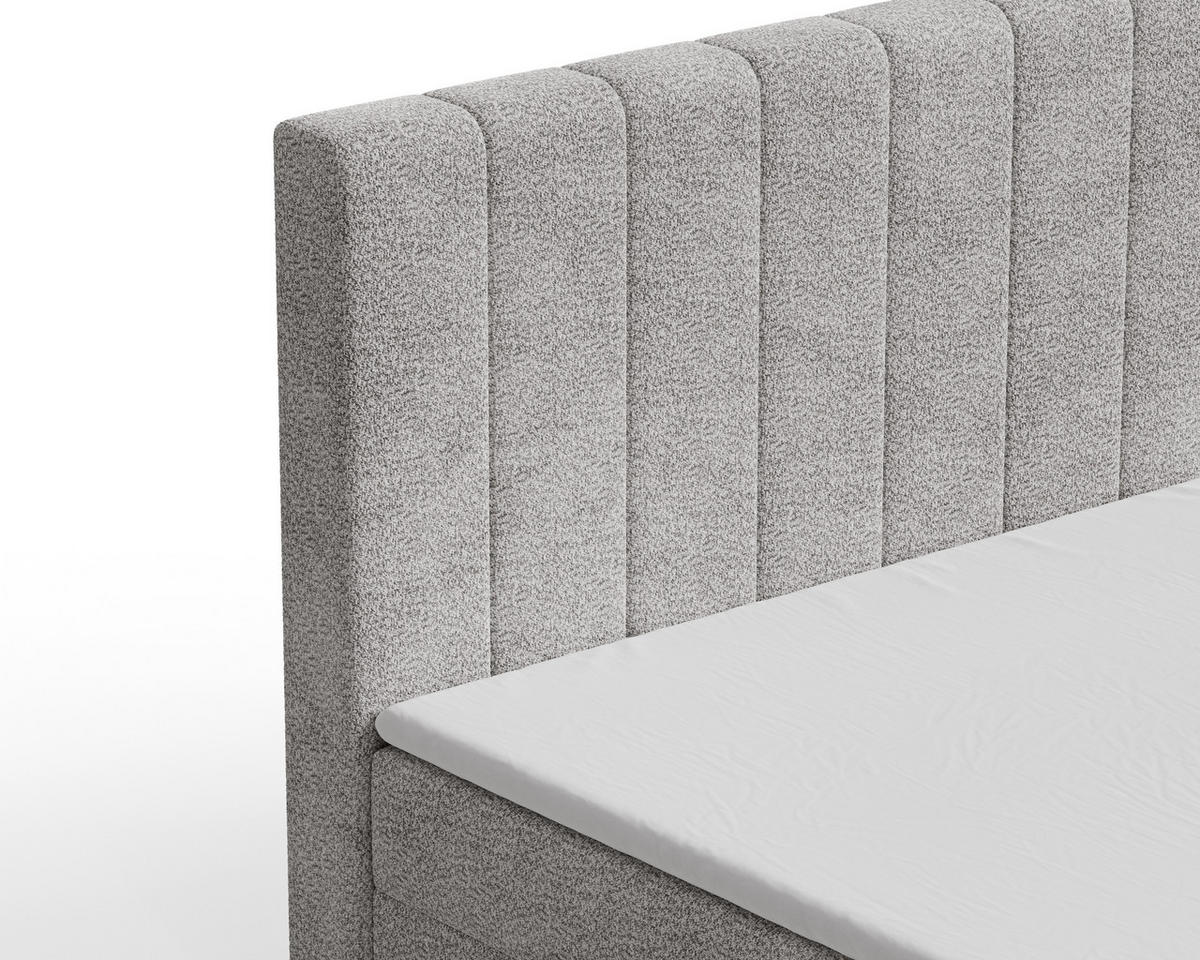 BOXBETT 01 140 x 200 cm - Arena – Stilvoll und bequem Mit Bettkasten, PU-Topper, Federmechanismus, waschbarer Bezug - Grau, Holz (140/200cm) - ROYAL24_MARKT