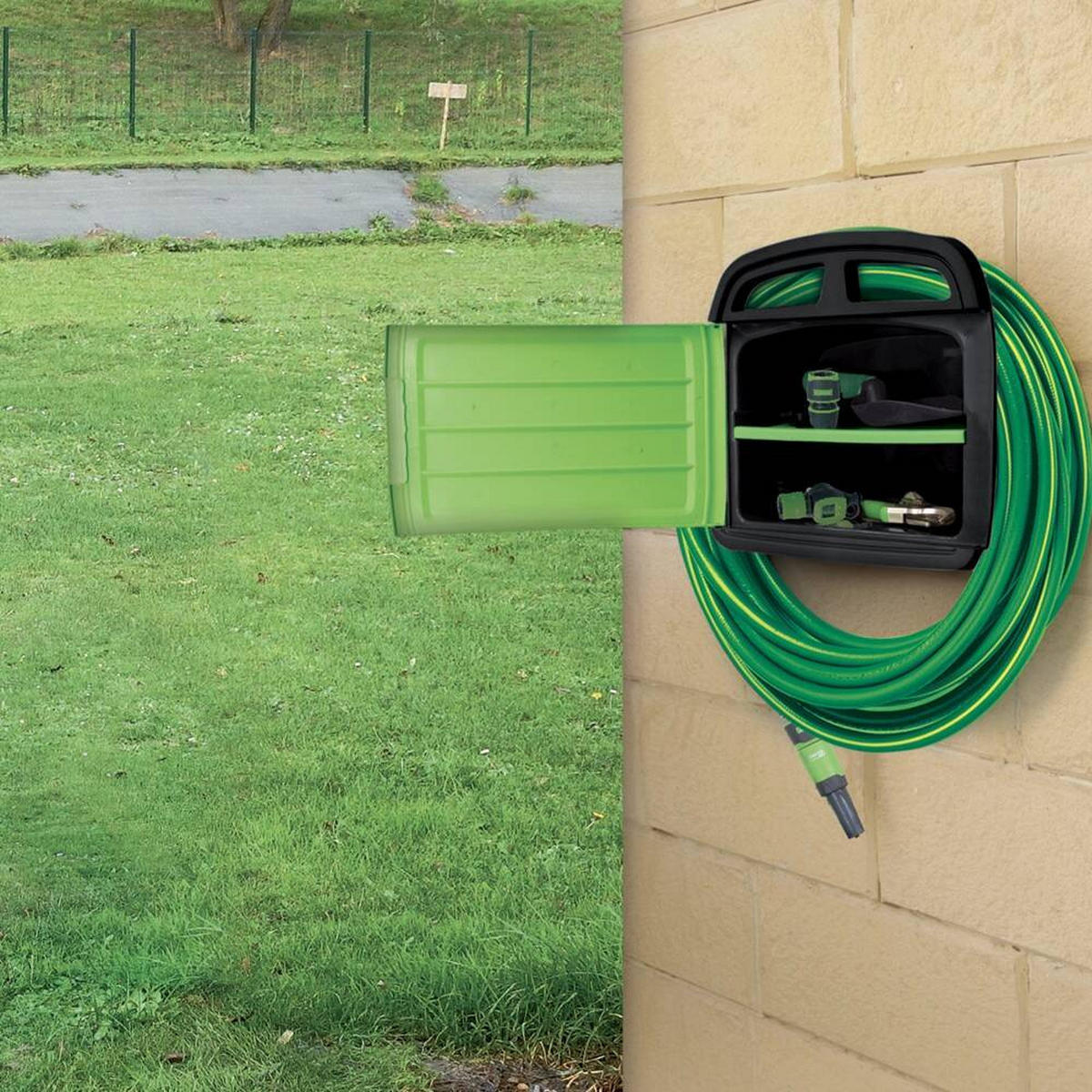 GARTENSCHLAUCHHALTER Ribimex 32/34,5/15 cm - Grün, Kunststoff (34.5cm)