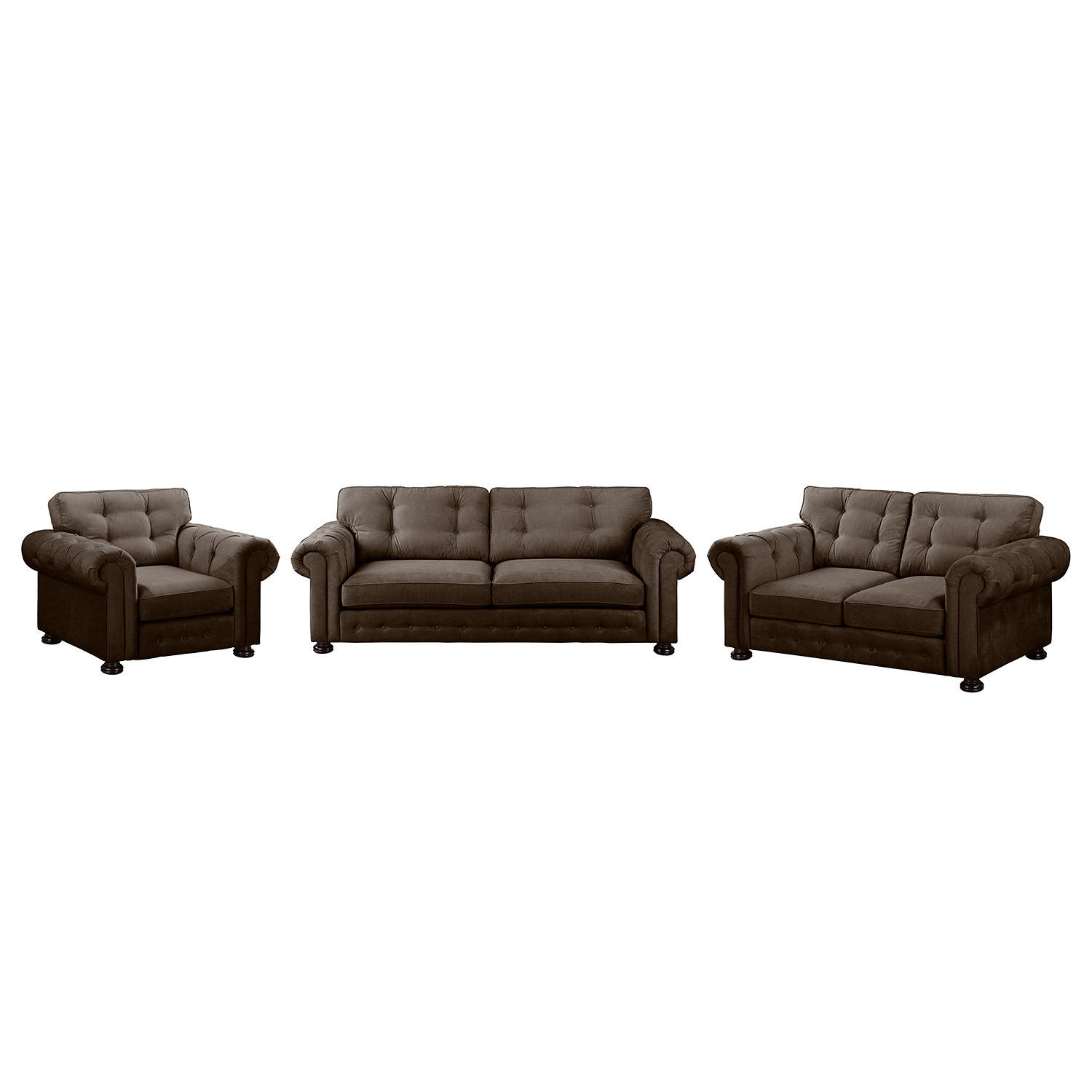 POLSTERGARNITUR (3-2-1) - Microfaser - Braun, Textil (1/1/1cm) - home24