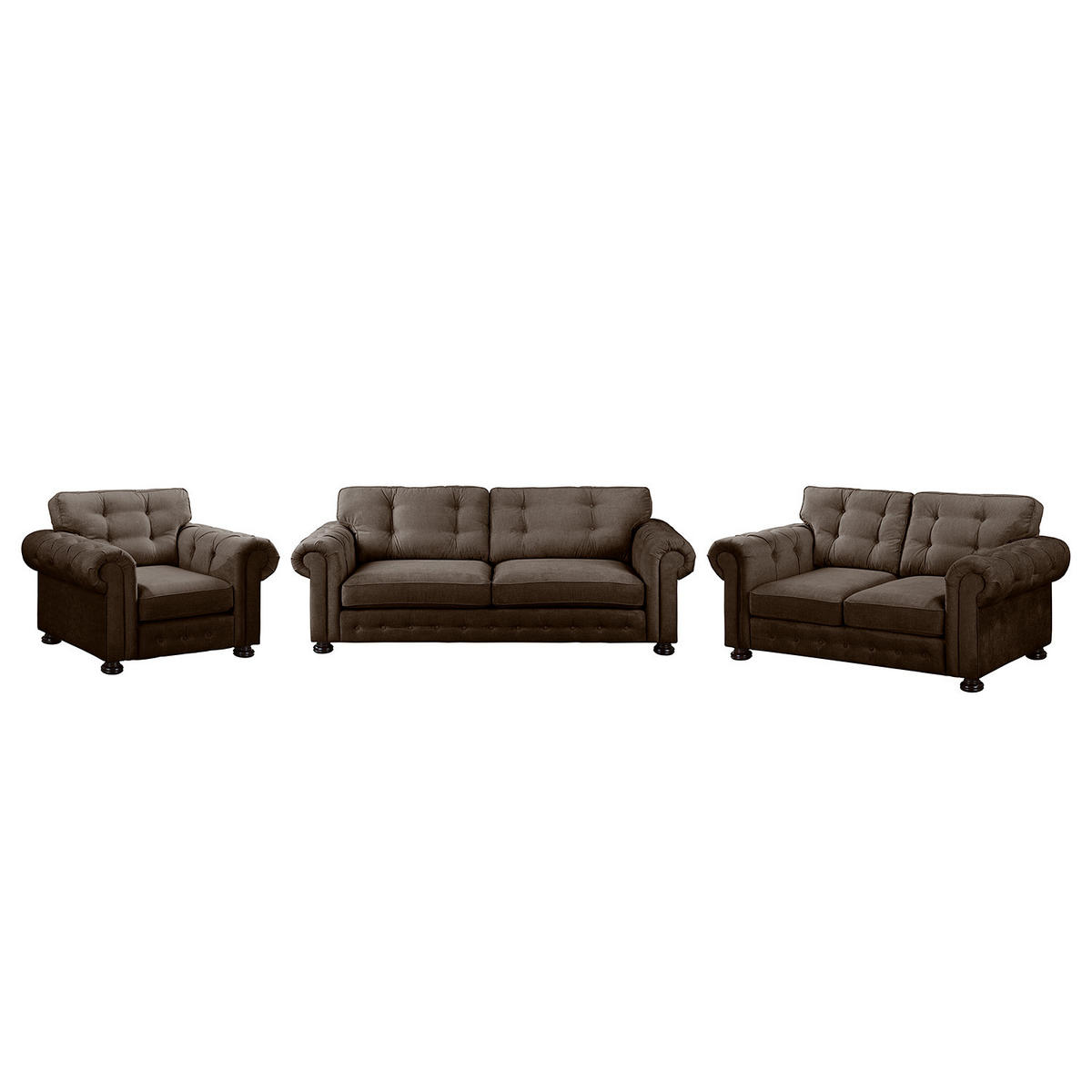 POLSTERGARNITUR (3-2-1) - Microfaser - Braun, Textil (1/1/1cm) - home24