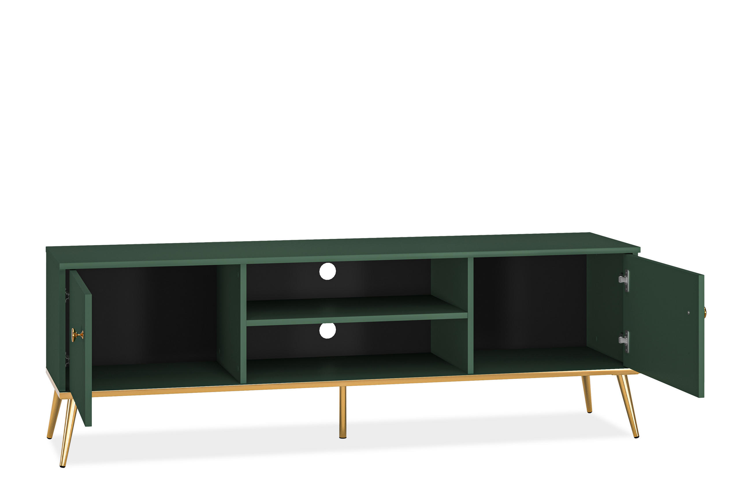 TV-LOWBOARD ARICIA viel Stauraum, Grün - Grün, Holz (160/54/40cm) - KONSIMO®