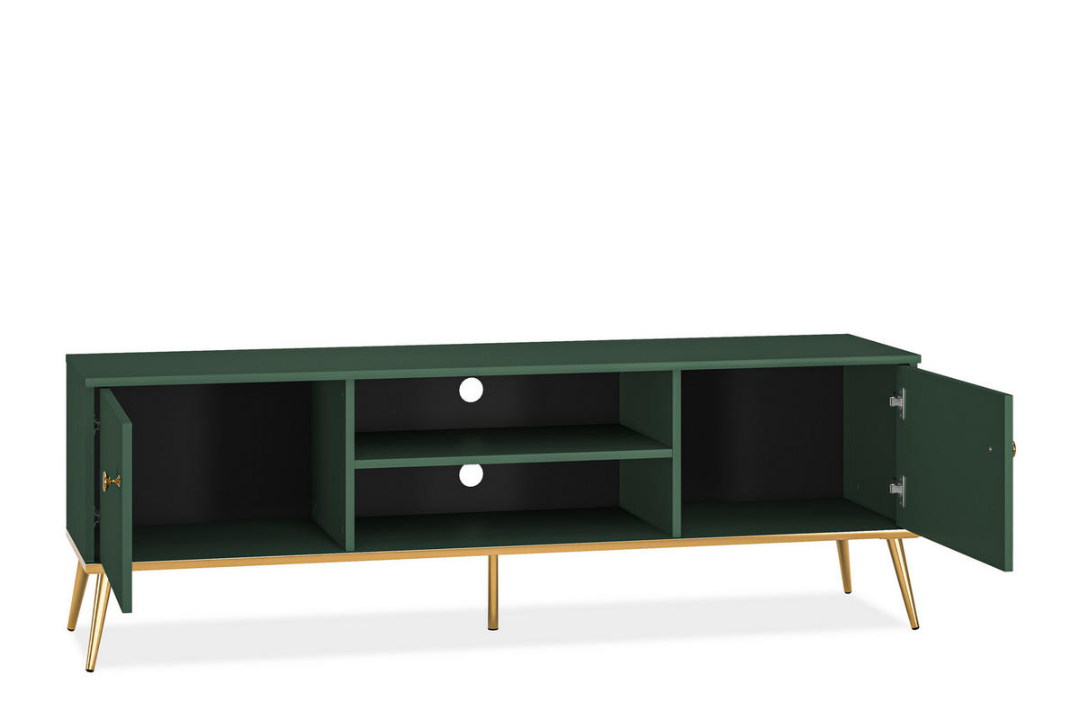 TV-LOWBOARD ARICIA viel Stauraum, Grün - Grün, Holz (160/54/40cm) - KONSIMO®