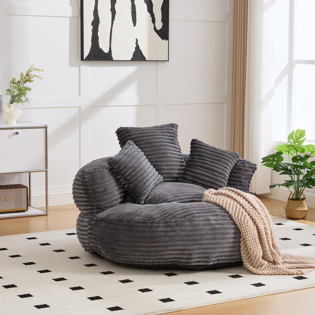 SITZSACK Cord Dunkelgrau - Grau, Textil (108/52/108cm) - WISHDOR