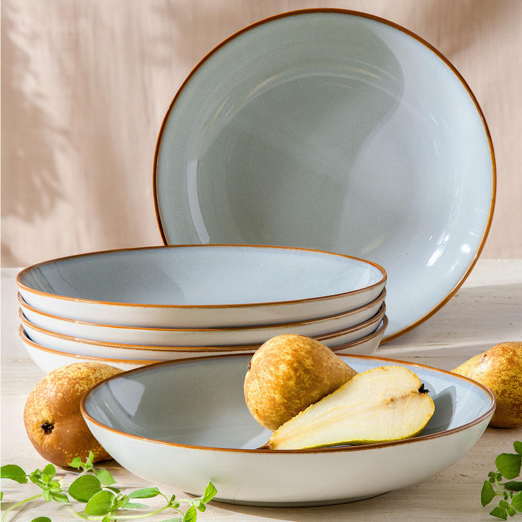 Thumbnail - Ritzenhoff Breker Teller-Set, Blaugrau, Keramik, Oval, Essen & Trinken, Geschirr, Teller, Suppenteller