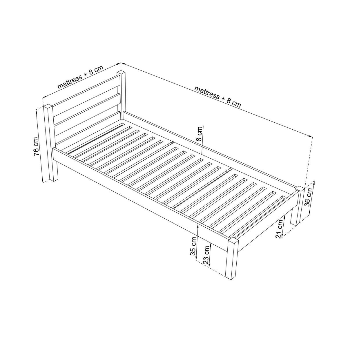 BETT N01 Sonoma Eiche 80/190 - Sonoma Eiche, Naturmaterialien/Holz (80/190cm) - N-Wood