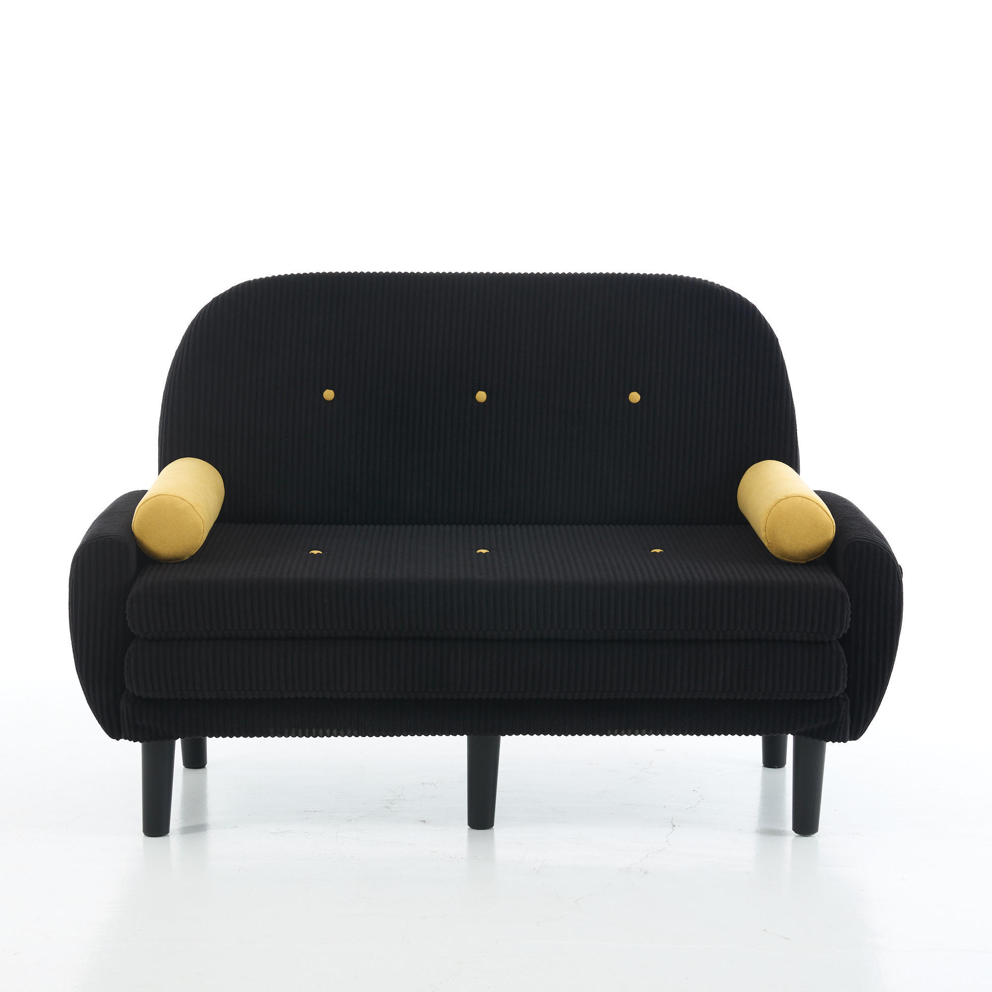 2-SITZER SCHLAFSOFA Cord Schwarz mit Kissen - Schwarz, Kunststoff/Textil (133.5/85/77cm) - WISHDOR