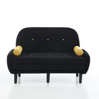 2-SITZER SCHLAFSOFA Cord Schwarz mit Kissen - Schwarz, Kunststoff/Textil (133.5/85/77cm) - WISHDOR