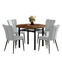 ESSGRUPPE DE-39368 5-teilig, mit 4 PU-Stühlen und Glasplatte Hellgrau - Hellgrau, Metall (100/76/100cm) - ComfortXL