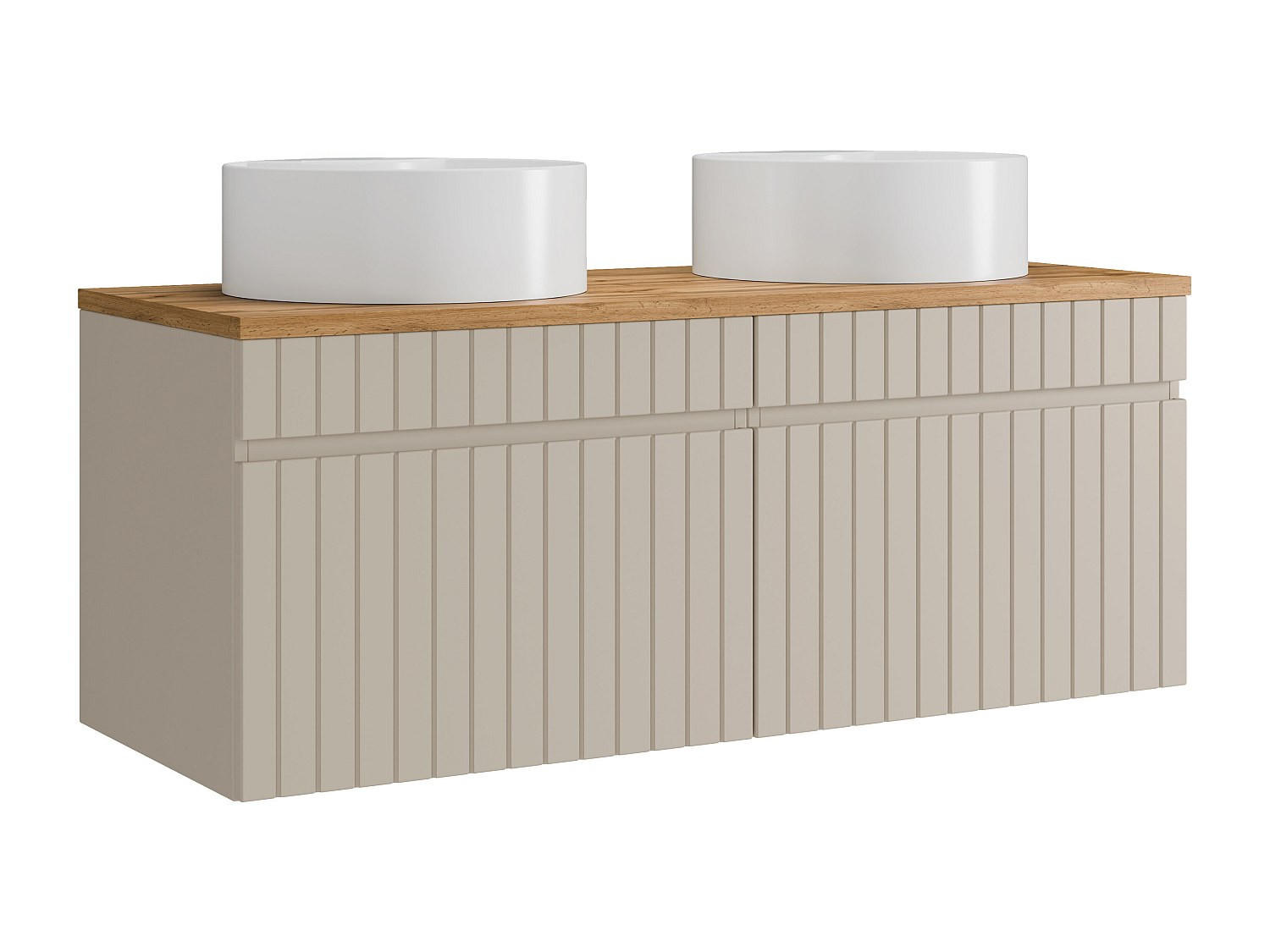 DOPPELWASCHTISCH - 120cm x 46cm - MDF - beige - SATARA - Beige, Holz (120/46/46cm) - Vente-Unique