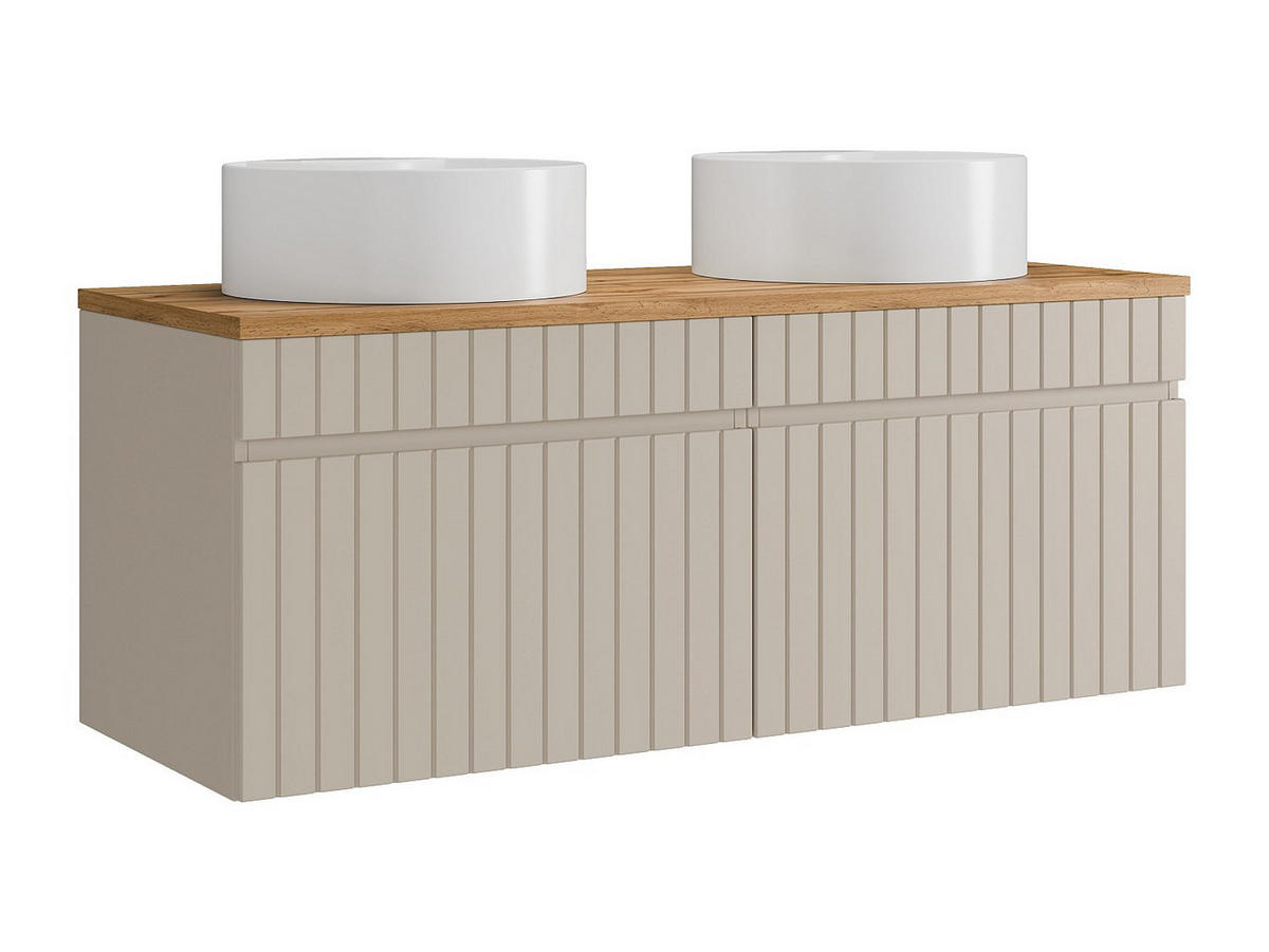 DOPPELWASCHTISCH - 120cm x 46cm - MDF - beige - SATARA - Beige, Holz (120/46/46cm) - Vente-Unique