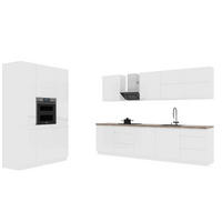 KÜCHENZEILE 440 cm - Aspen K74-M440 - in Weiß / Hochglanz - Weiß Hochglanz, Holz (300/212/140cm)