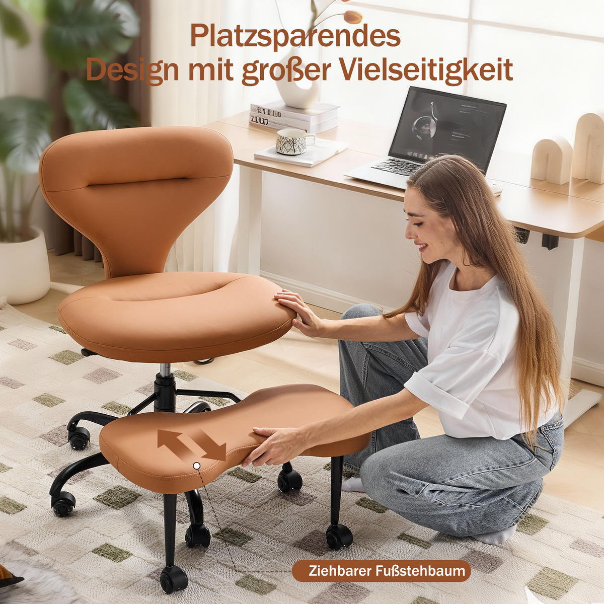 DREHSTUHL DE-41045 mit einziehbaren Fußstütz Orange - Orange, Metall (67/84/80cm) - ComfortXL