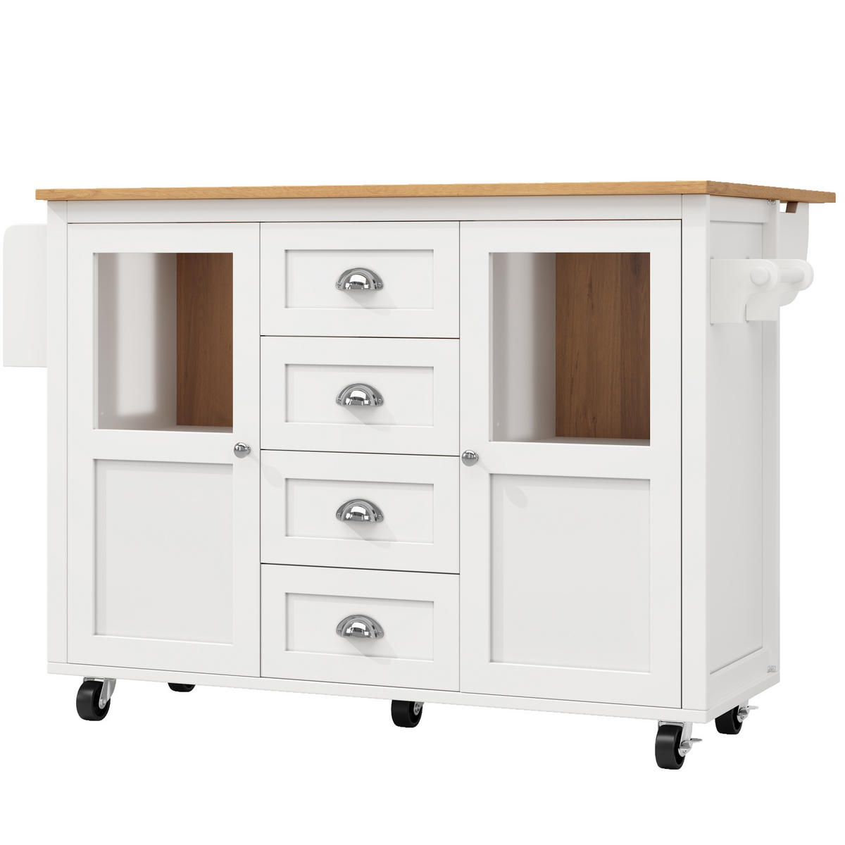 KÜCHENINSEL mit Klapptisch 137,9 x 73 x 92,5 cm Weiß MDF/Metall - Weiß, Metall (73/92.5/137.9cm) - Beauniv