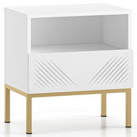 NACHTTISCH NEBRO,Weiß/Goldfarben - Goldfarben/Weiß, Holzwerkstoff (50/53/34cm) - KONSIMO®