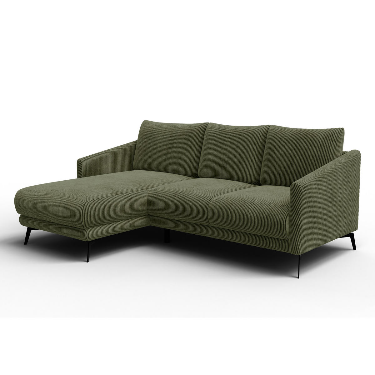 ECKSOFA VILT 3-Sitzer, olive - Schwarz/Olivgrün, Holzwerkstoff/Textil (221/156cm) - Courtois Laville