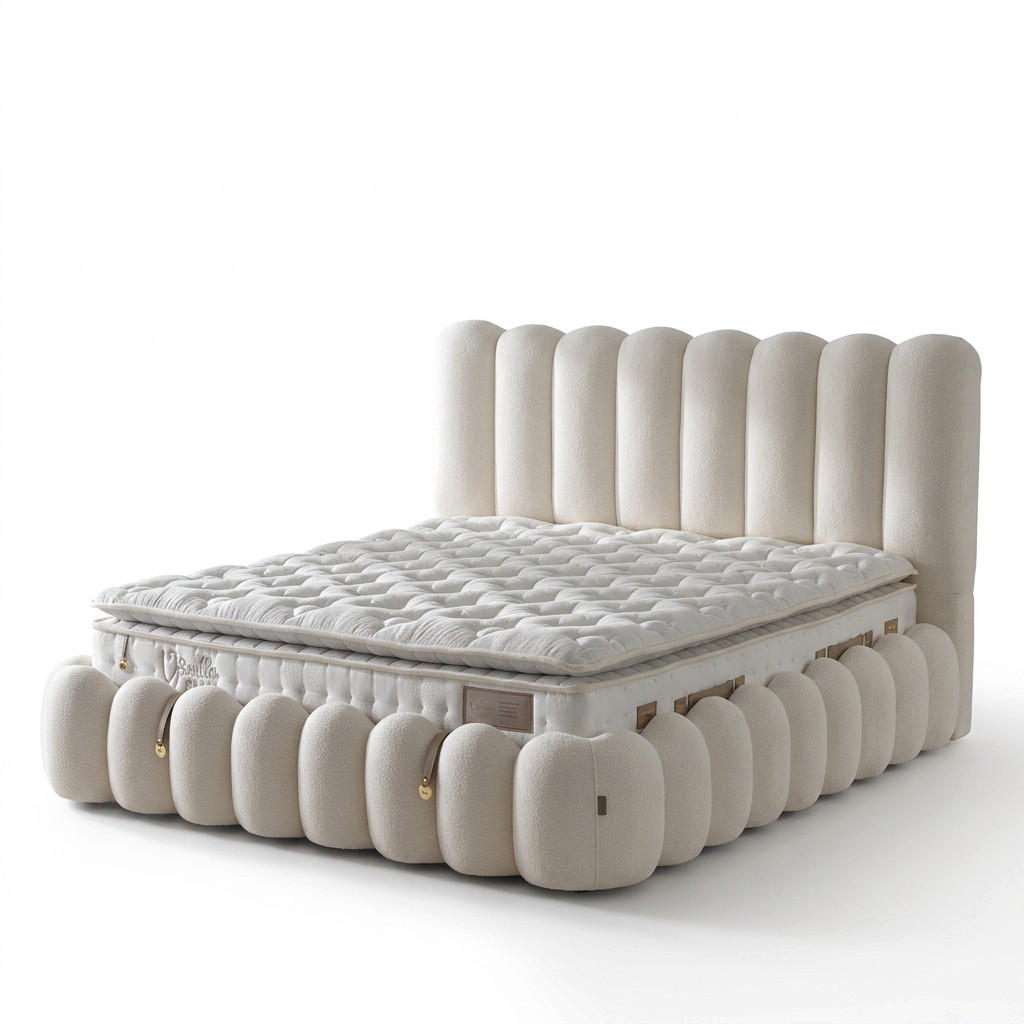 BOXBETT Vanilla Bambi Bett boxspringbett 180x200 mit matratze - Weiß, Holz (180/200cm)