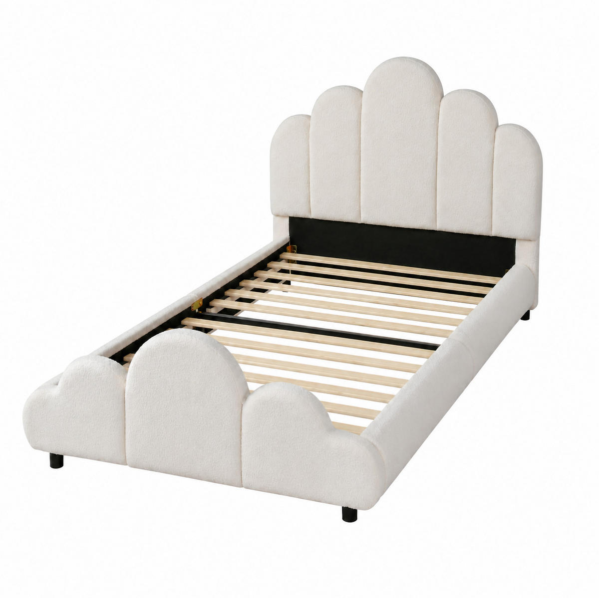 KINDER-POLSTERBETT 90x200 cm in Beige mit Bouclé-Bezug und Lattenrost - Beige, Textil (90/200cm) - IVMEU