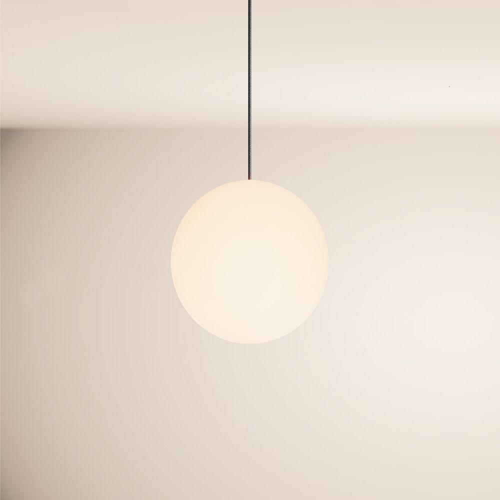 GALERIELEUCHTE Orb 5m Abhängung Weiß/Schwarz Ø 30cm - Weiß, Glas (30/30/30cm) - s.luce