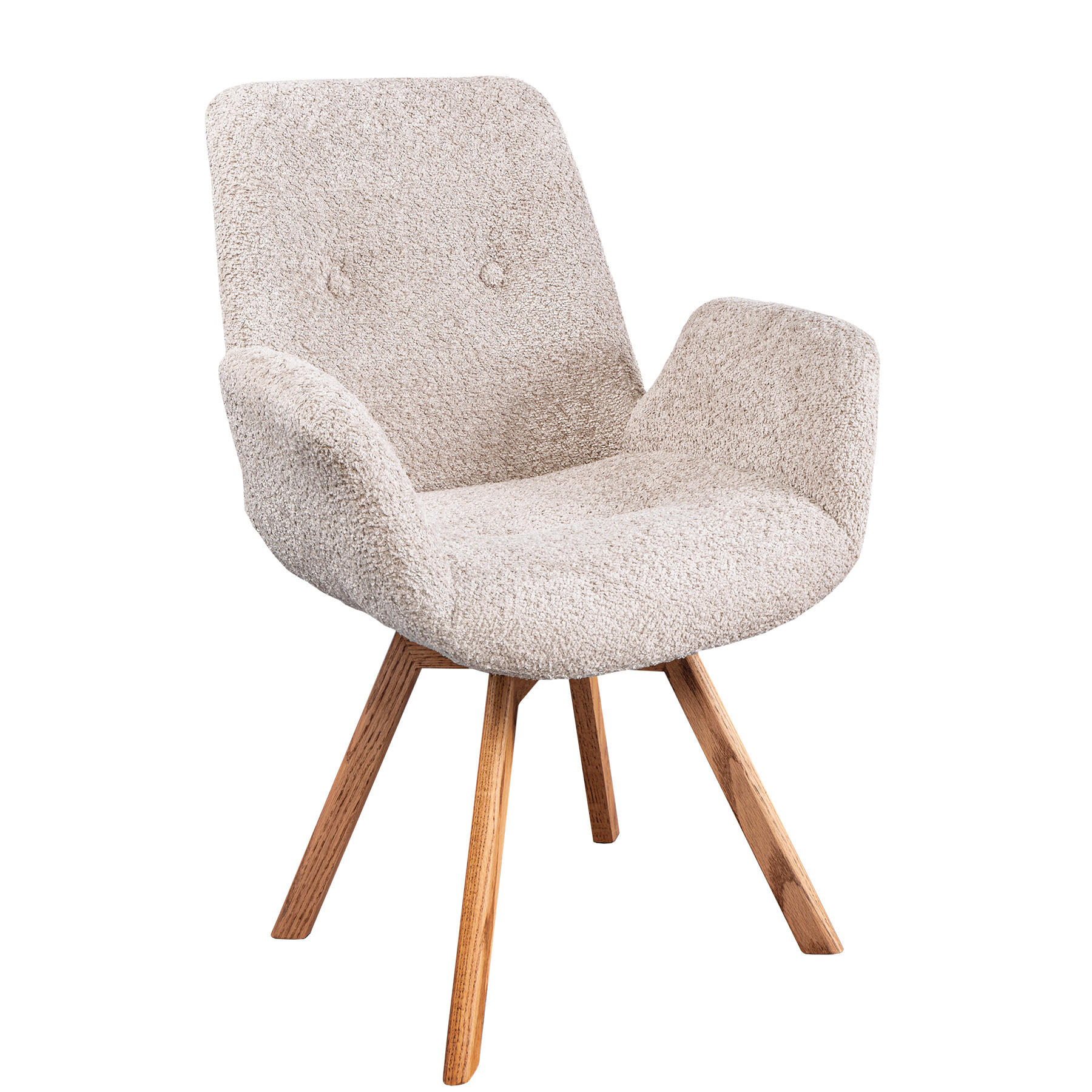 STUHL BALTIC Bouclé Beige 85 cm - Beige/Creme, Holz/Textil (61/85/63cm) - riess-ambiente