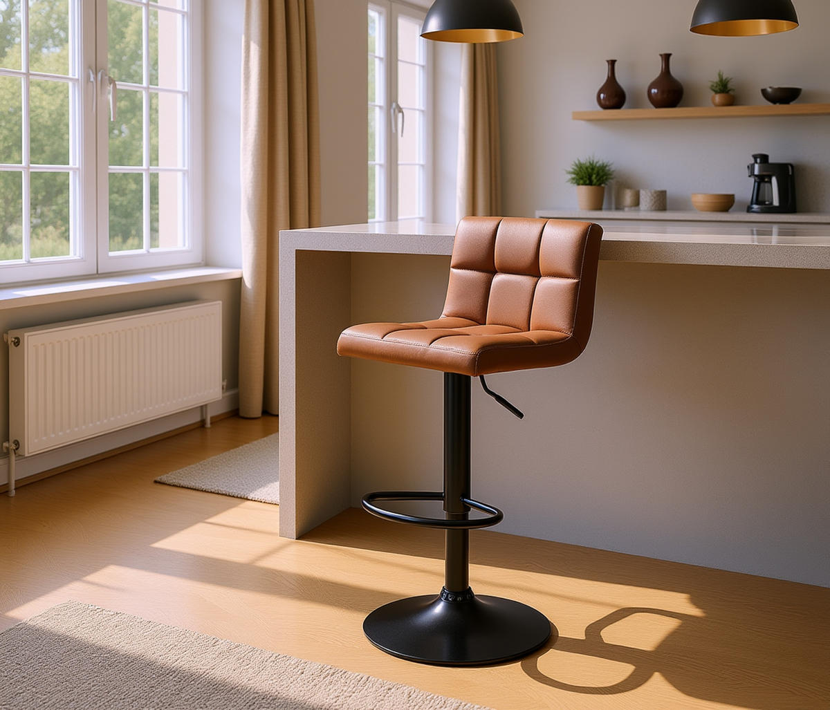 BARHOCKER 2er Set Fenai Samt braun - Schwarz/Braun, Textil/Metall (40/106/40cm) - TPFLiving