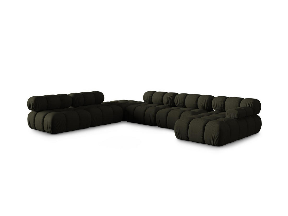 PANORAMASOFA modular links Bellis aus 3D-Stoff Amazonasgrün 7 Sitzplätze - Waldgrün, Textil (282/70/376cm) - Micadoni
