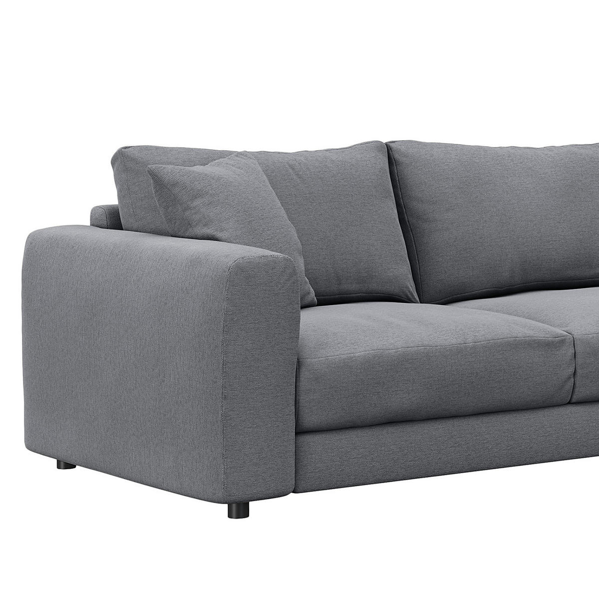 ECKSOFA mit Ottomane - Schwarz/Grau, Kunststoff/Textil (277/251cm) - home24