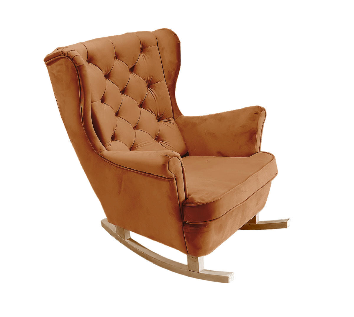 SCHAUKELSESSEL mit gepolstertem Sitz und Armlehnen, 102x81x95 cm, Orange_29824 - Buchefarben/Orange, Holz/Textil (81/102/95cm) - DomoHome