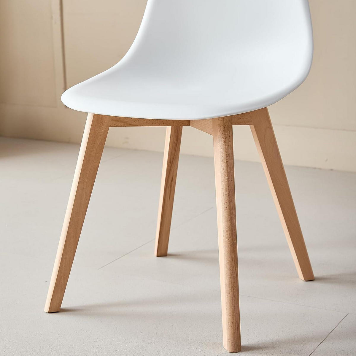 ESSZIMMERSTÜHLE 4er-Set mit Beinen aus massivem Buchenholz Weiß - Weiß, Holz (46/86/47cm)