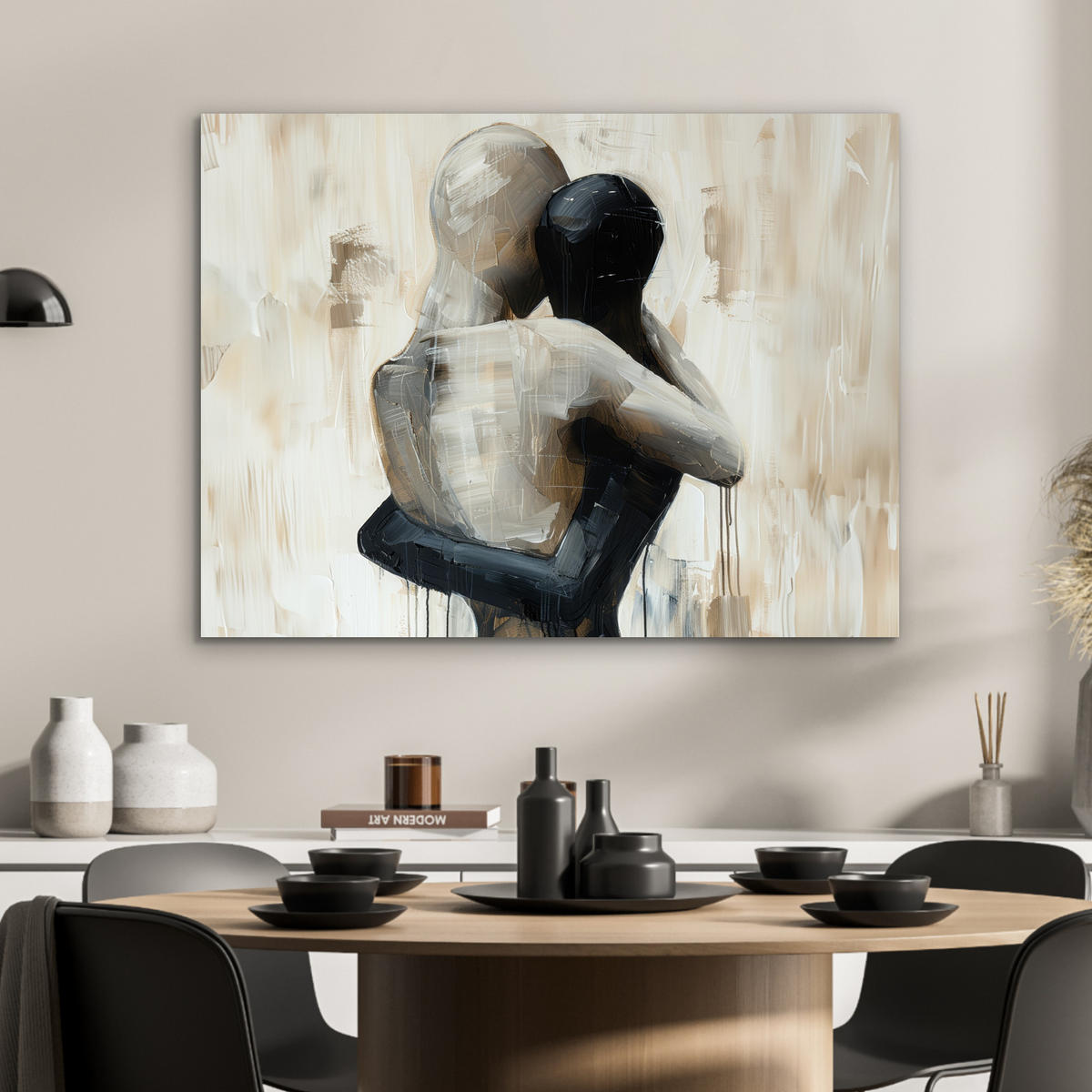 KOVOVÝ OBRAZ Abstraktné - Láska - Čiernobiele - Moderné 80x60 cm - čierna, kov (80/60cm) - MuchoWow