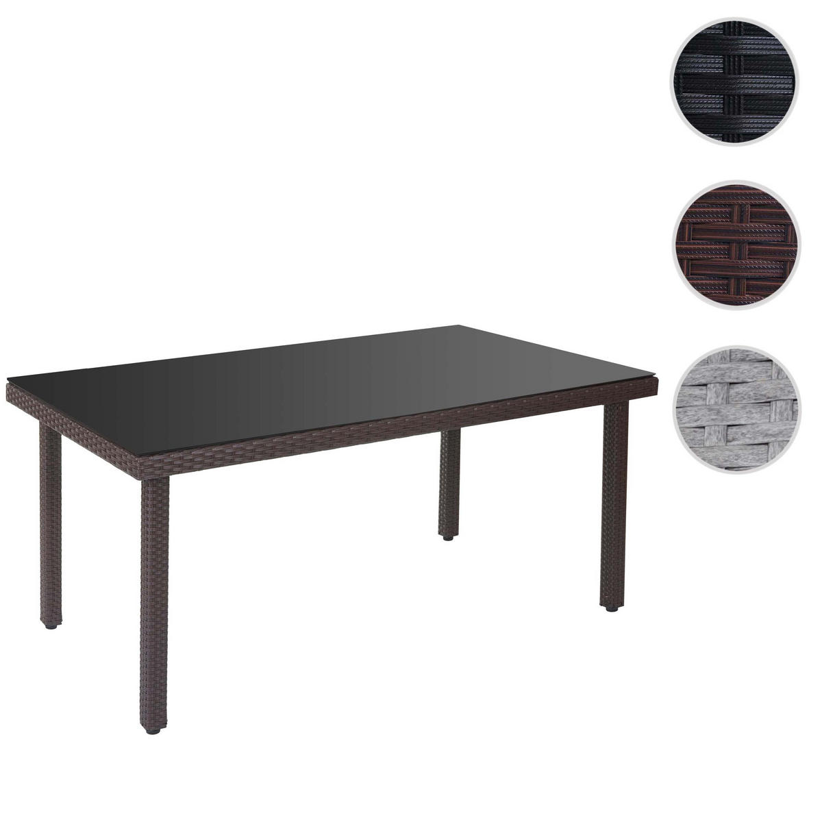 POLY-RATTAN-GARTENTISCH rechteck Braun - Braun, Kunststoff (90/160/74cm) - MCW