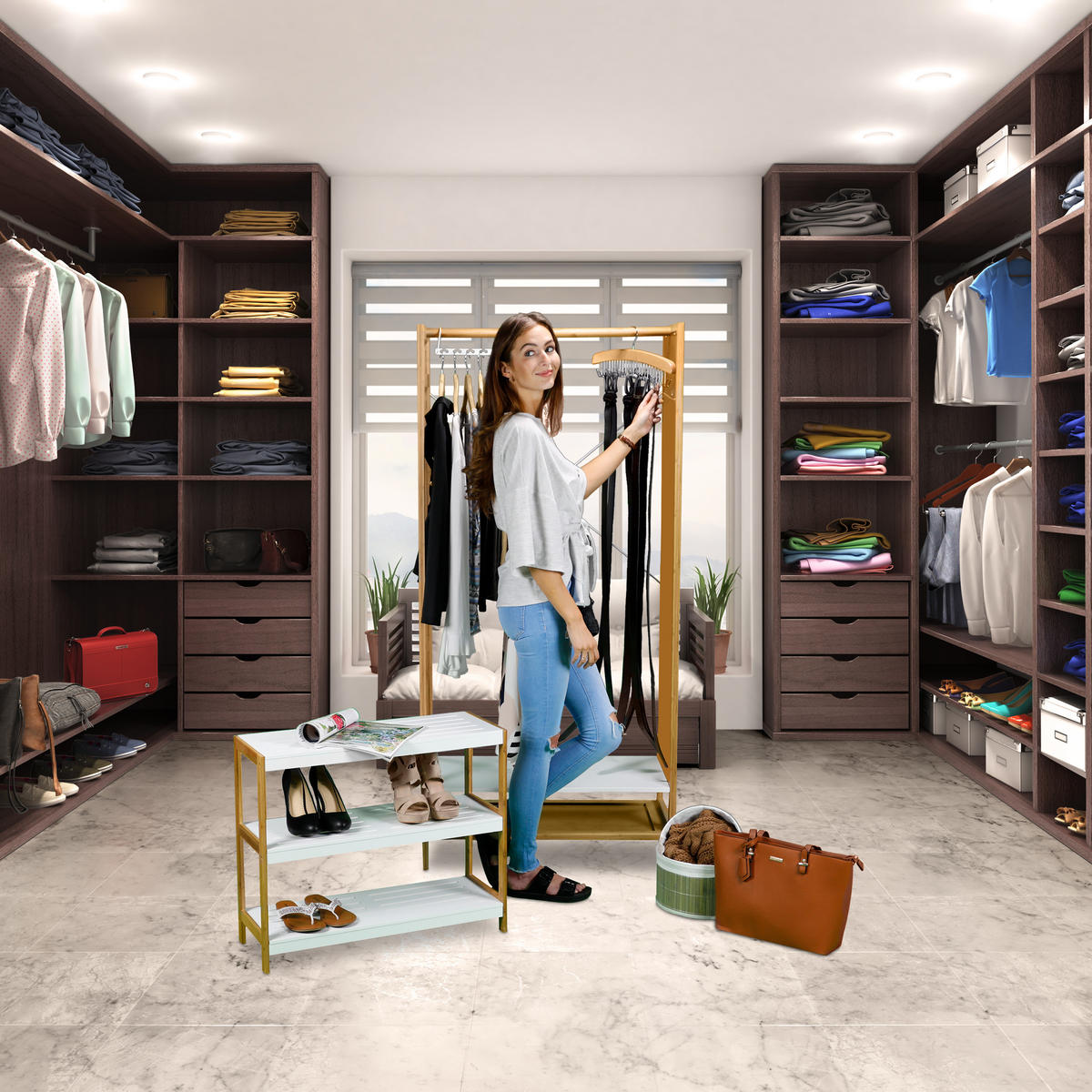 GÜRTELHALTER - Hellbraun, Holz/Metall (43/17.3/5.2cm) - Relaxdays