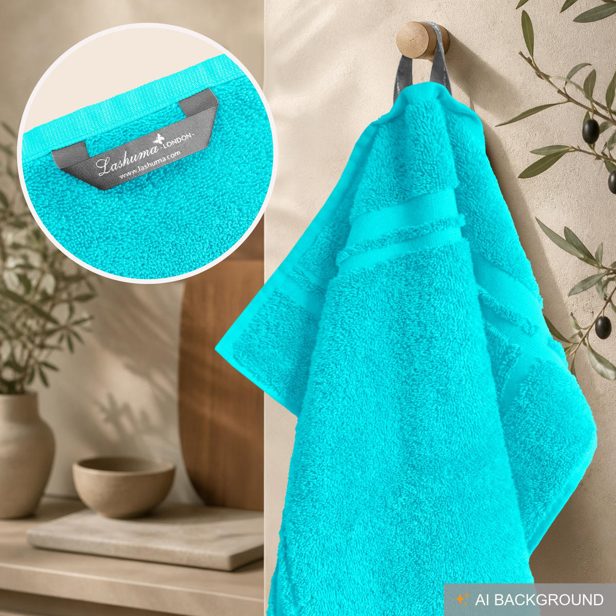 FROTTEE Küchenhandtücher 50x50 cm, 4er Set, Türkis - Türkis, Textil (50/50cm) - Lashuma