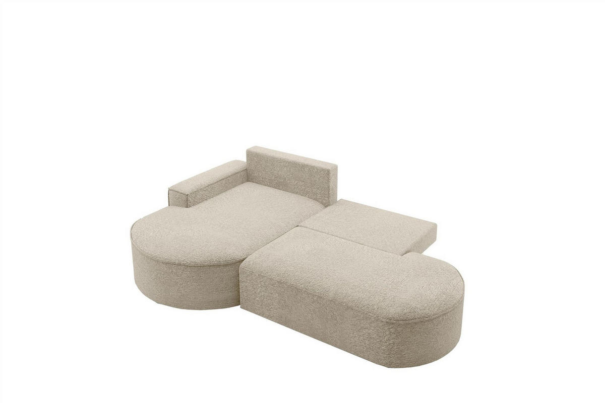 ECKSOFA Girona Mit Schlaffunktion - Beige, Holzwerkstoff/Textil (278/179cm) - Fun Möbel