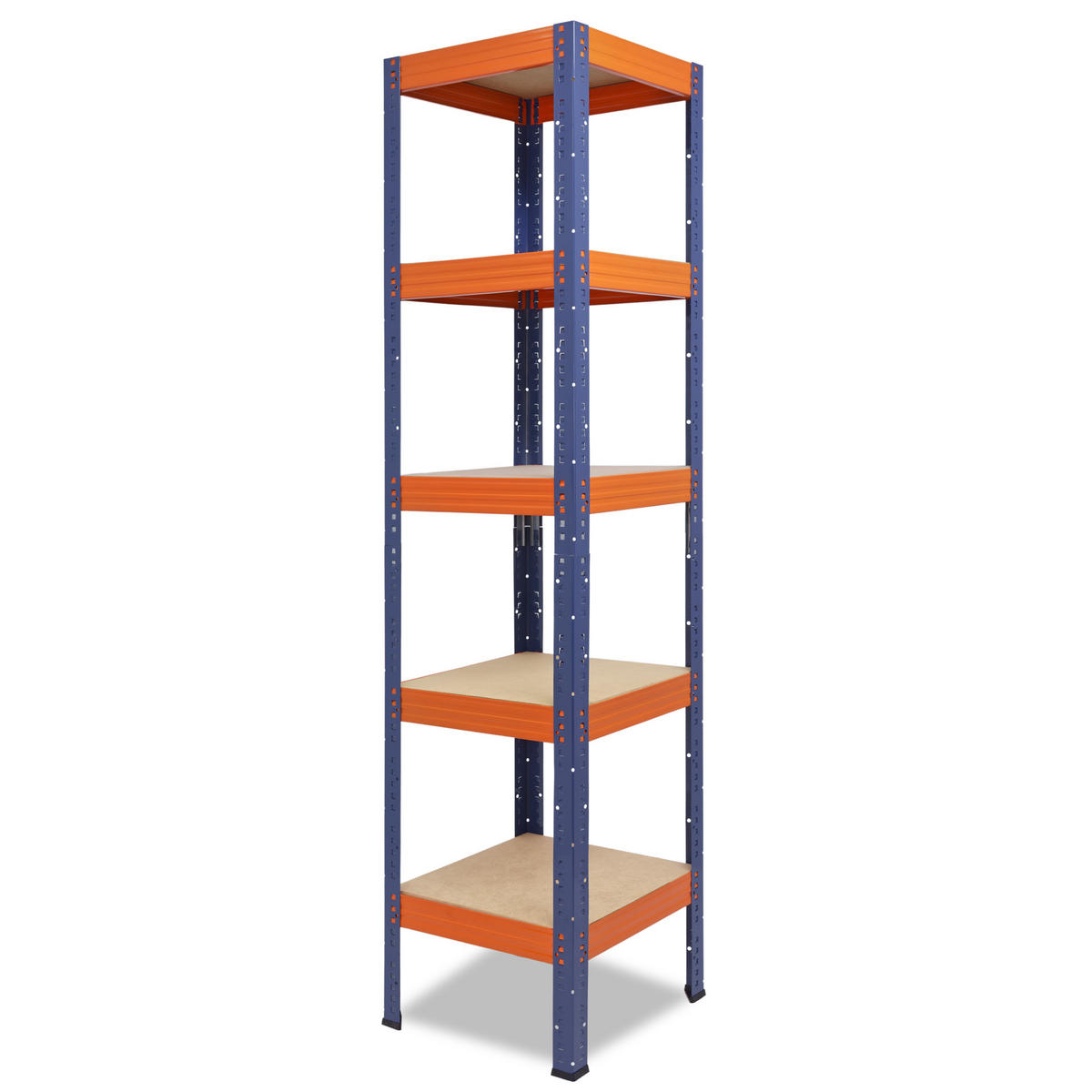 SCHWERLASTREGAL PRO 200x50x50 cm in blau-orange mit 5 Böden und 200 kg Traglast pro Boden - Multicolor, Metall (50/200/50cm) - shelfplaza