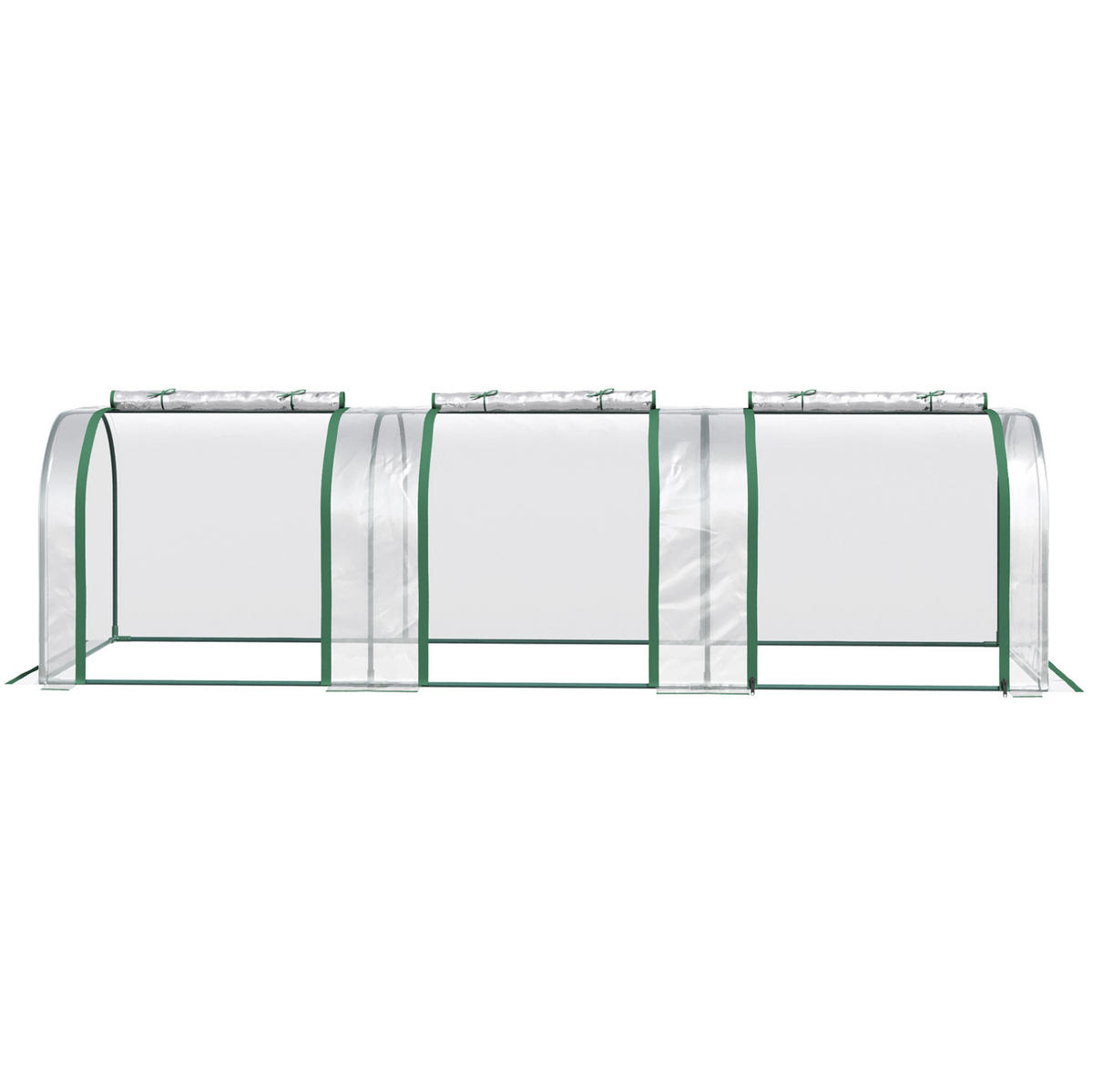 GEWÄCHSHAUS aus Stahl 295x100x80 cm Transparent mit 3 Reißverschlussfenstern - Transparent, Metall (100/80/295cm) - Modfu