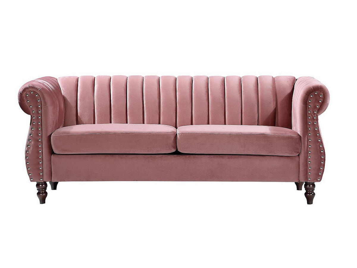 CHESTERFIELD-SOFAGARNITUR - 3-Sitzer & 2-Sitzer - Samt - Altrosa - TRUMBO - Pink, Textil (195/77/78cm) - Vente-Unique