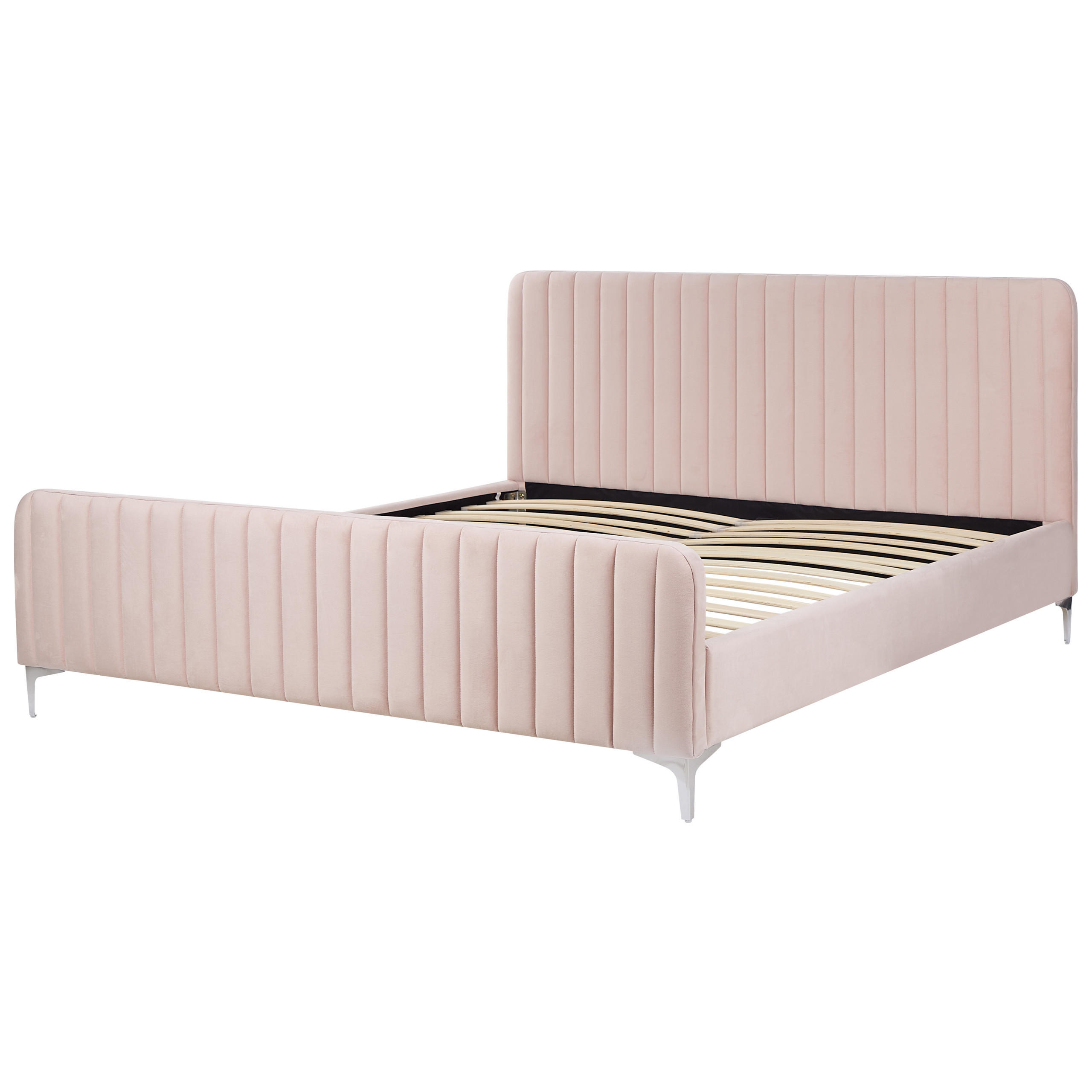 POLSTERBETT 180/200cm Pastellrosa Lunan - Pink, Textil (180/200cm) - Beliani
