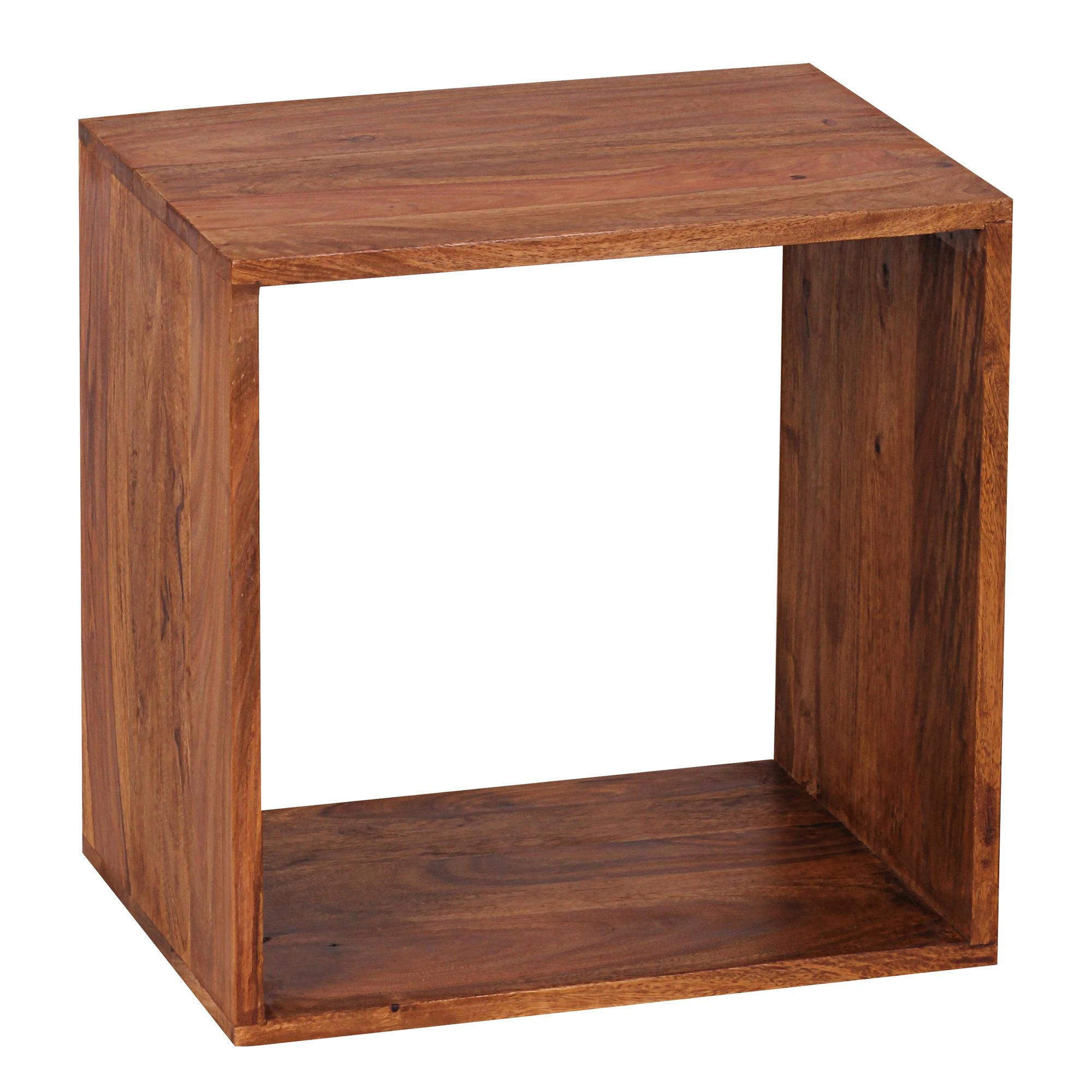 BEISTELLTISCH Massivholz Regalform Cube NAKO, Braun 43x33x43 cm - Braun, Holz (33/43/43cm) - KADIMA DESIGN