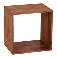 BEISTELLTISCH Massivholz Regalform Cube NAKO, Braun 43x33x43 cm - Braun, Holz (33/43/43cm) - KADIMA DESIGN