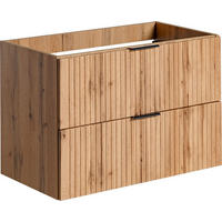 WASCHBECKENUNTERSCHRANK Niva hängend mit Rillenfronten in Eiche Braun, 80/57/46 cm - Eiche Wotan/Multicolor, Holzwerkstoff/Kunststoff (80/57/46cm) - WFL GROUP