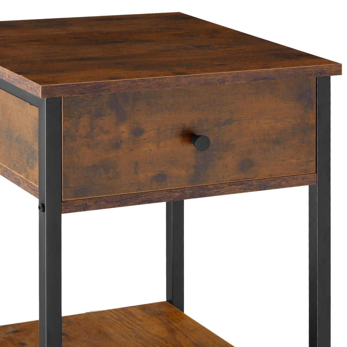NACHTSCHRANK Bradford,40 x 40 x 55,5 cm,Industrial Holz dunkel, rustikal - Rostfarben, Holzwerkstoff (40/55.5/40cm) - tectake